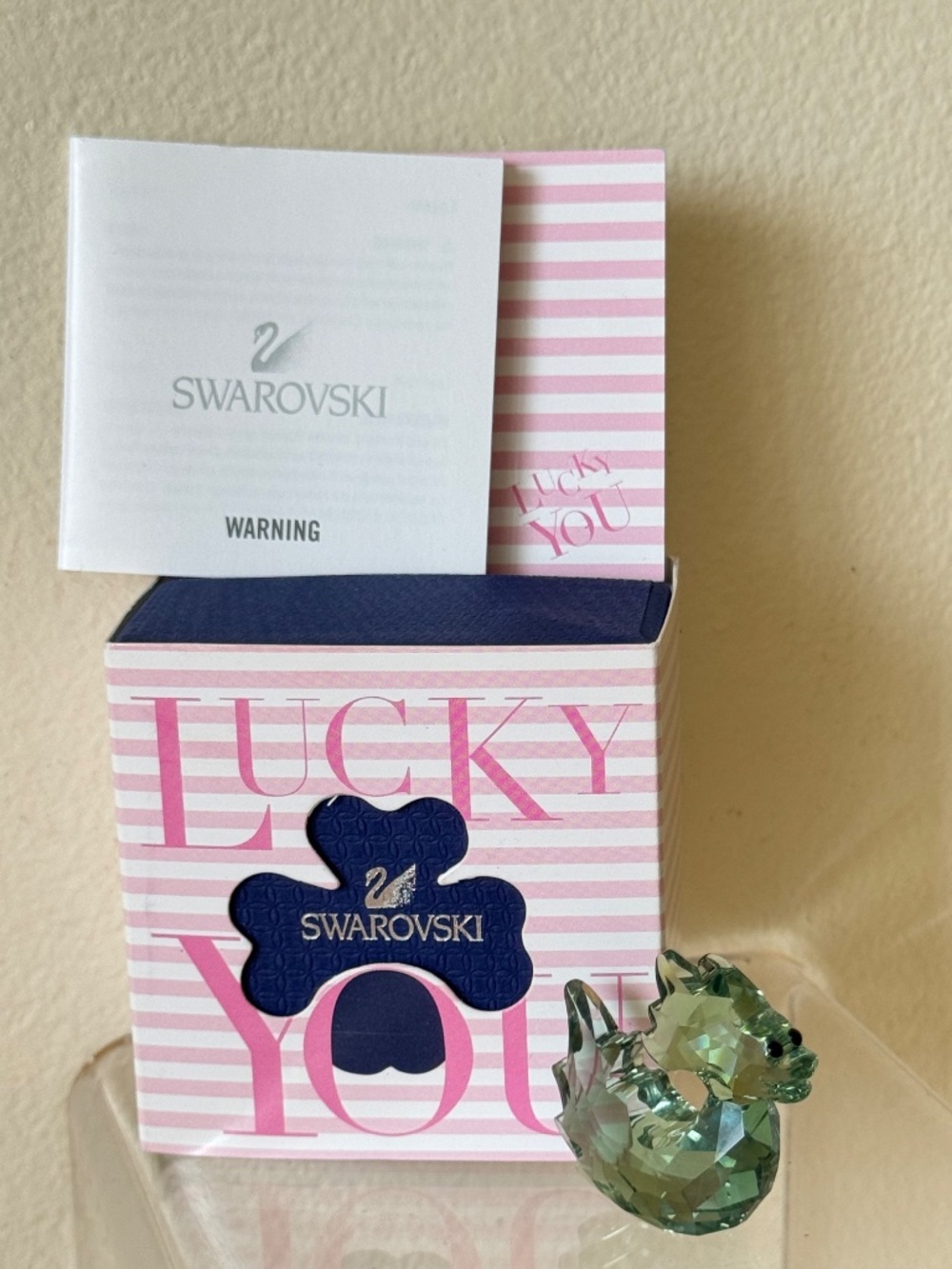 Lucky You Swarovski Lucky Green Dragon Crystal Figurine 1054586 With Box Papers